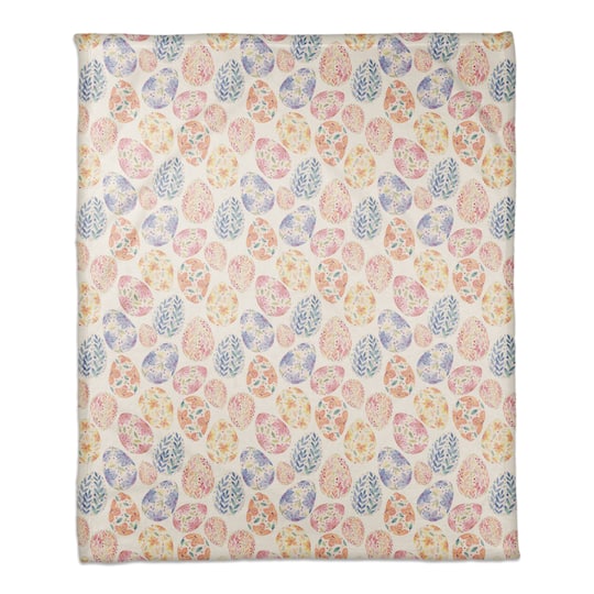 Colorful Floral Easter Eggs 50&#x22; x 60&#x22; Coral Fleece Blanket